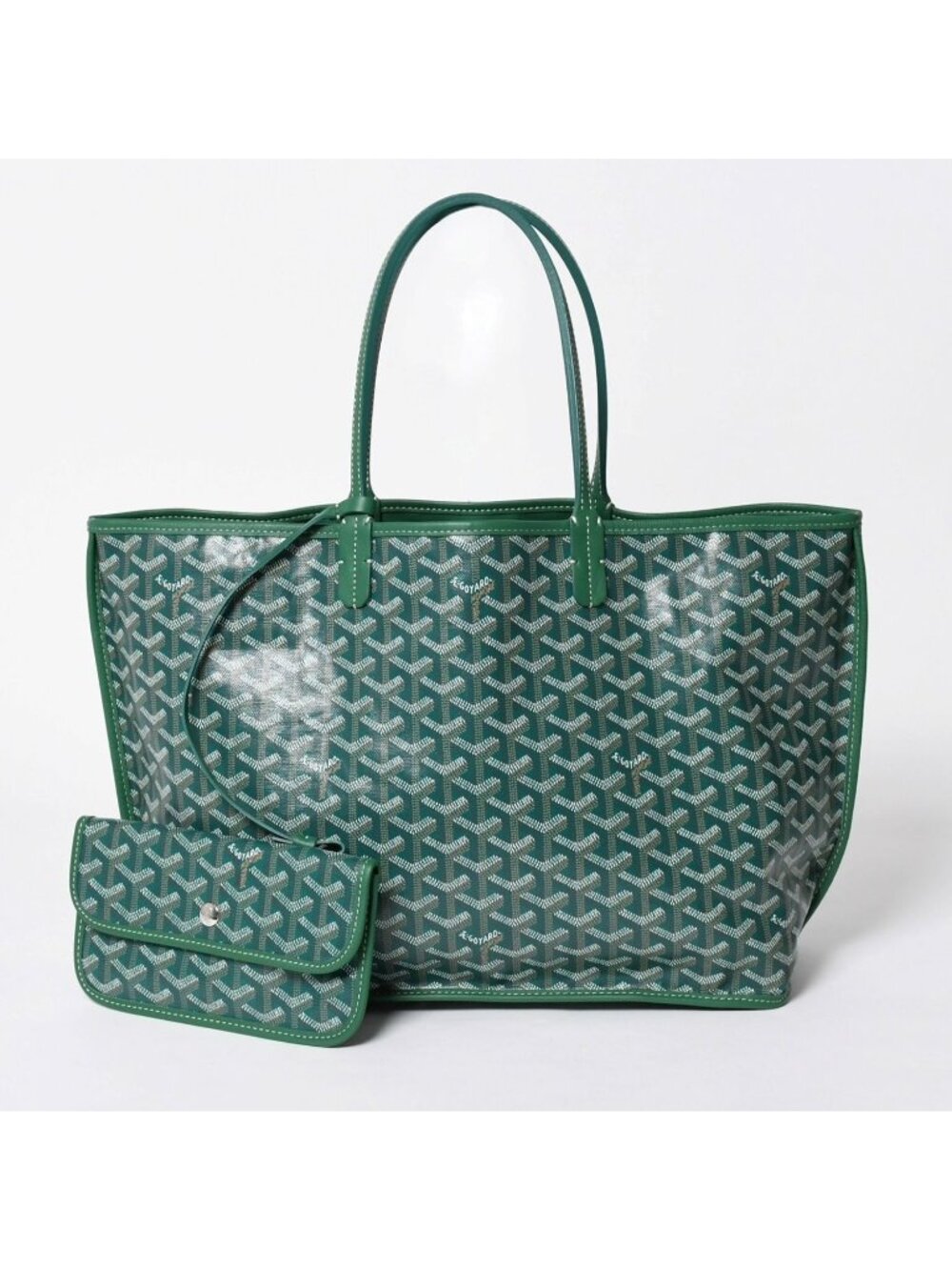 Goyard Reversible Tote Anjou PM Leather Green